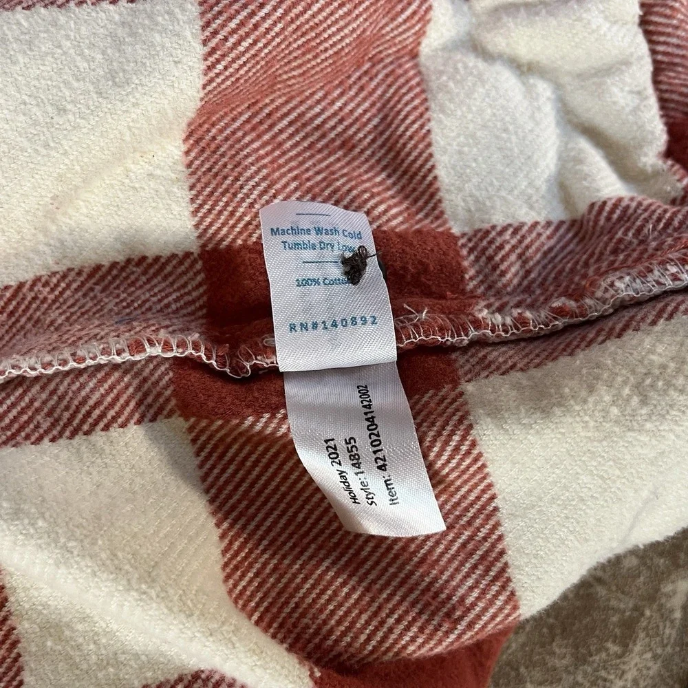 Marine Layer Flannel Shirt Mens Small Red Cream Buffalo Plaid Button Down 14855